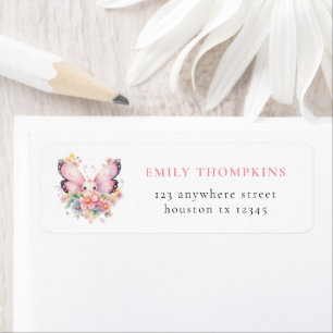 Butterfly Pink Florals Return Name Address Label