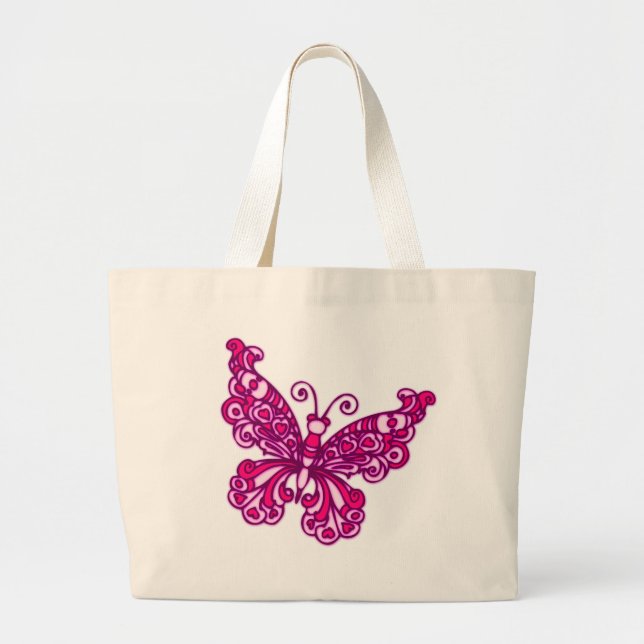 Butterfly pink graphic tote bag (Front)