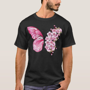 Butterfly Pink Japanese Cherry Blossoms Sakura T-Shirt
