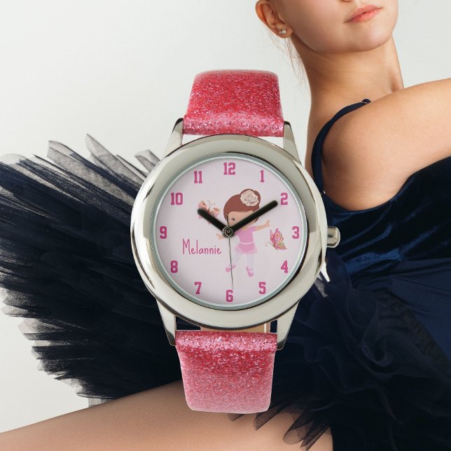 Butterfly Pink Modern Boho Ballerina Watch (Butterfly Pink Modern Boho Ballerina Watch)