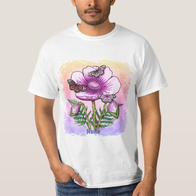 Butterfly Pink Poppy  T-Shirt (Front)