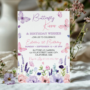 Butterfly Pink Purple Floral Garden Girl Birthday Invitation