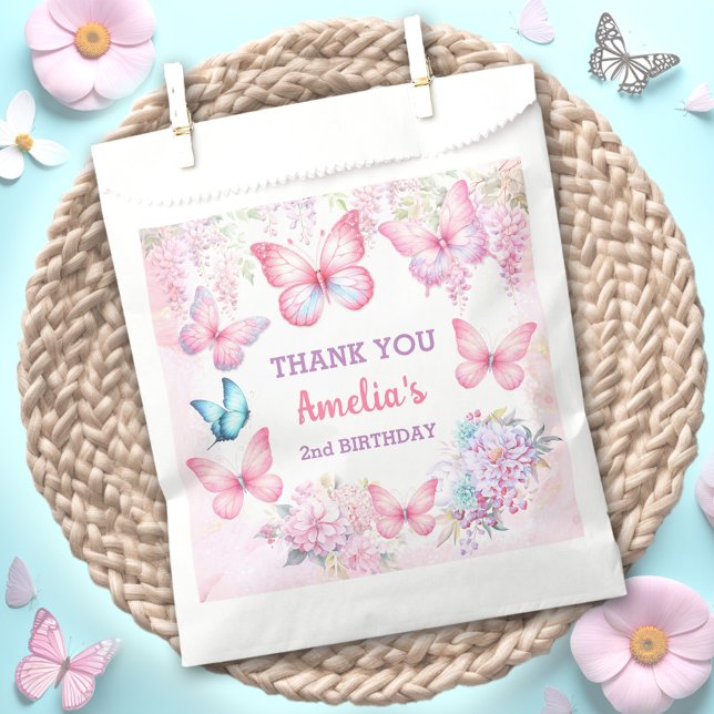 Butterfly Pink Purple Pastel Summer Girl Birthday Favour Bag (Butterfly Pink Purple Pastel Summer Girl Birthday Favor Bag)