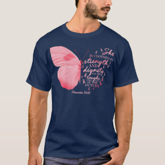 Butterfly Pink Ribbon Breast Cancer Religious Wome T-Shirt