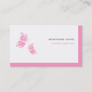 Butterfly Pink & White Elegant Modern Simple 2 Business Card
