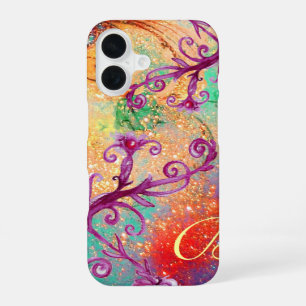 BUTTERFLY PLANT / MAGIC SWIRLS IN SPARKLE MONOGRAM iPhone 16 CASE