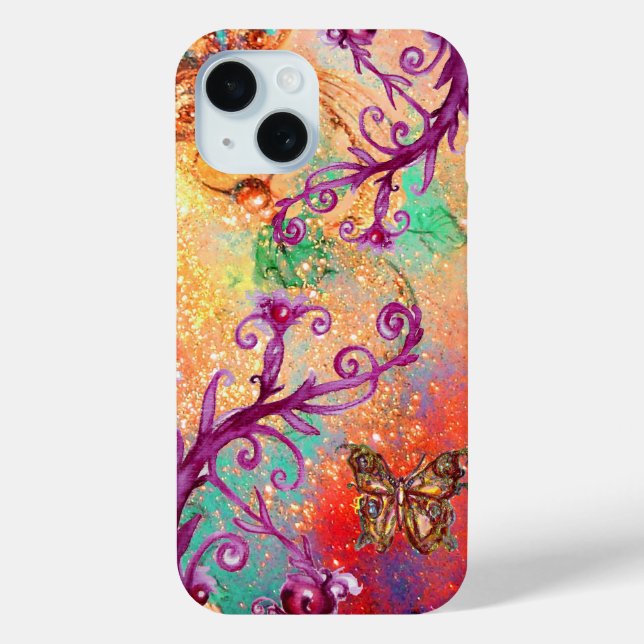 BUTTERFLY PLANT / MAGIC SWIRLS IN SPARKLE pink red Case-Mate iPhone Case (Back)