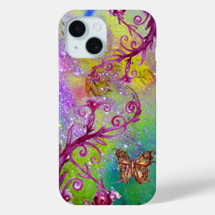 BUTTERFLY PLANT / MAGIC SWIRLS IN SPARKLE violet iPhone 15 Case