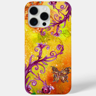 BUTTERFLY PLANT / MAGIC SWIRLS IN SPARKLE Yellow iPhone 15 Pro Max Case