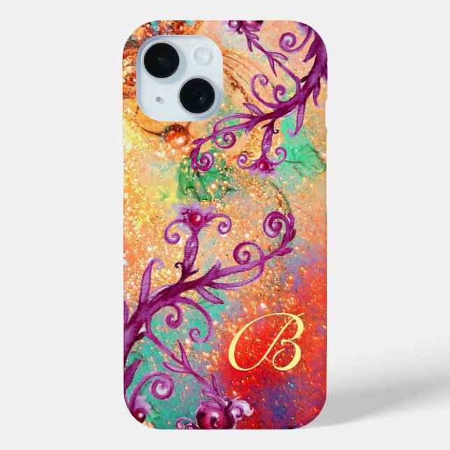BUTTERFLY PLANT,MAGIC SWIRLS IN SPARKLES MONOGRAM Case-Mate iPhone CASE (Back)