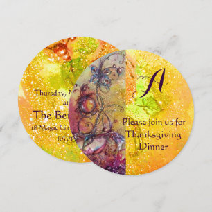 BUTTERFLY PLANT MONOGRAM FLORAL Thanksgiving Invitation