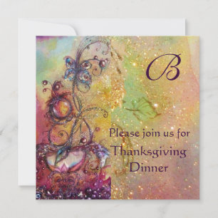 BUTTERFLY PLANT MONOGRAM Thanksgiving Dinner Invitation
