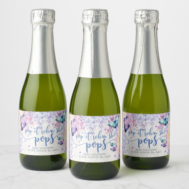 Butterfly Pop It When She Pop Mini Sparkling Wine  Label (Bottles)