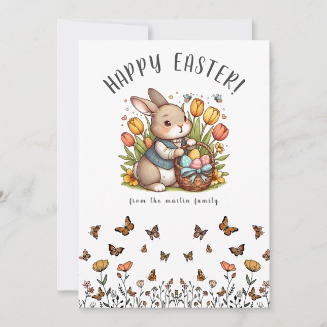 Butterfly, Poppy, Bunny & Easter Holiday Card (Front)