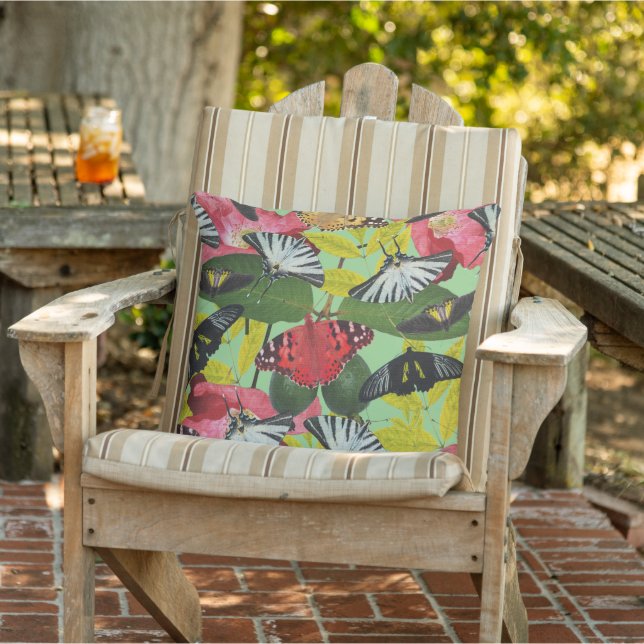 Butterfly & Poppy Colourful Narure Design Cushion (Chair)