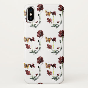 Butterfly Poppy Flowers Floral iPhone X Case