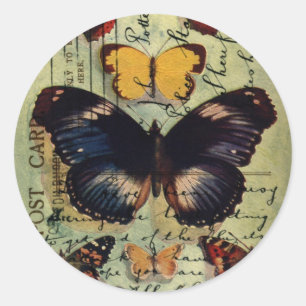 Butterfly Postcard Classic Round Sticker