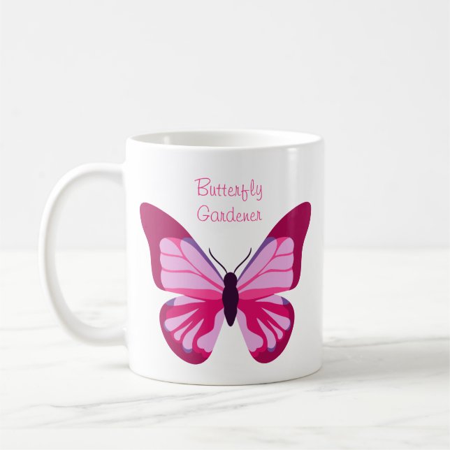 Butterfly Pretty Pink Purple Coffee Mug (Left)