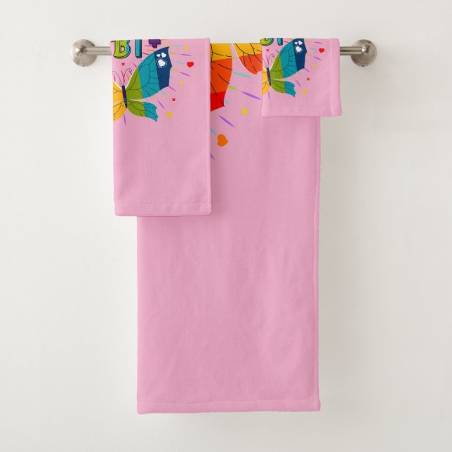 Butterfly Pride Love is Love LGBT Awareness Bath Towel Set (Insitu)