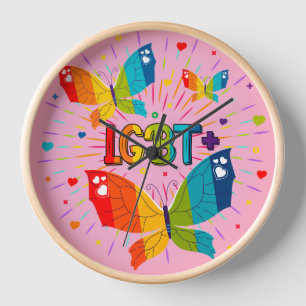 Butterfly Pride Love is Love LGBT Awareness Clock