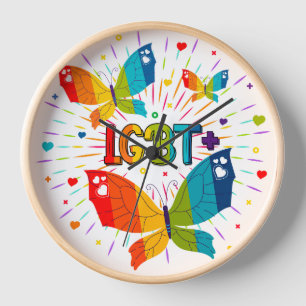 Butterfly Pride Love is Love LGBT Awareness Clock