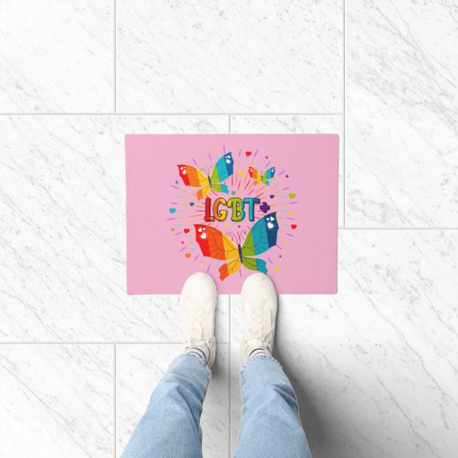 Butterfly Pride Love is Love LGBT Awareness Doormat (Indoor)