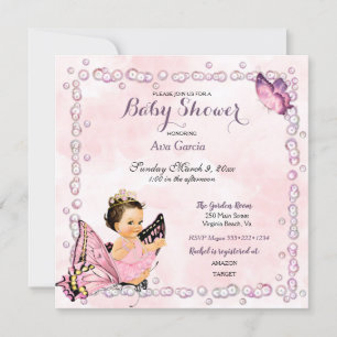 Butterfly Princess Baby Girl  Invitation