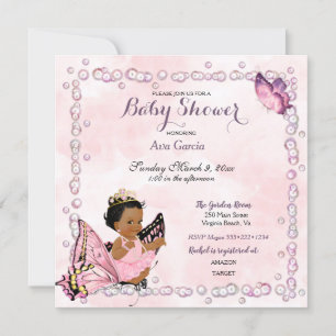 Butterfly Princess Baby Girl Invitation