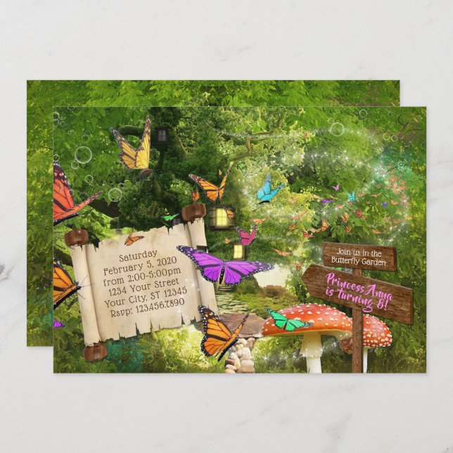 Butterfly Princess Party Invitation (Front/Back)