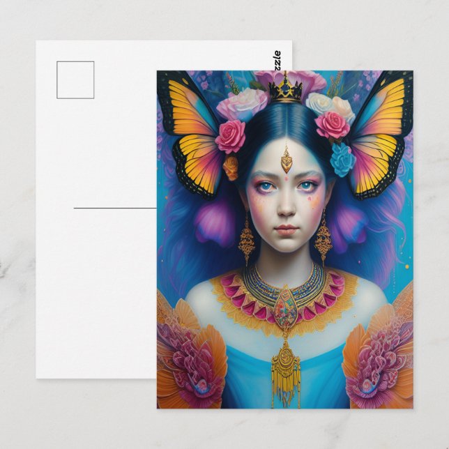 Butterfly princess with tiny crown postcard (Front/Back)