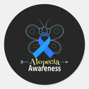 Butterfly Products Alopecia Blue Ribbon Alopecia A Classic Round Sticker