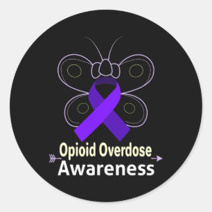 Butterfly Products Opioid Ribbon Opioid Overdose A Classic Round Sticker