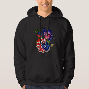 Butterfly Proud And Rose American Flag Independenc Hoodie