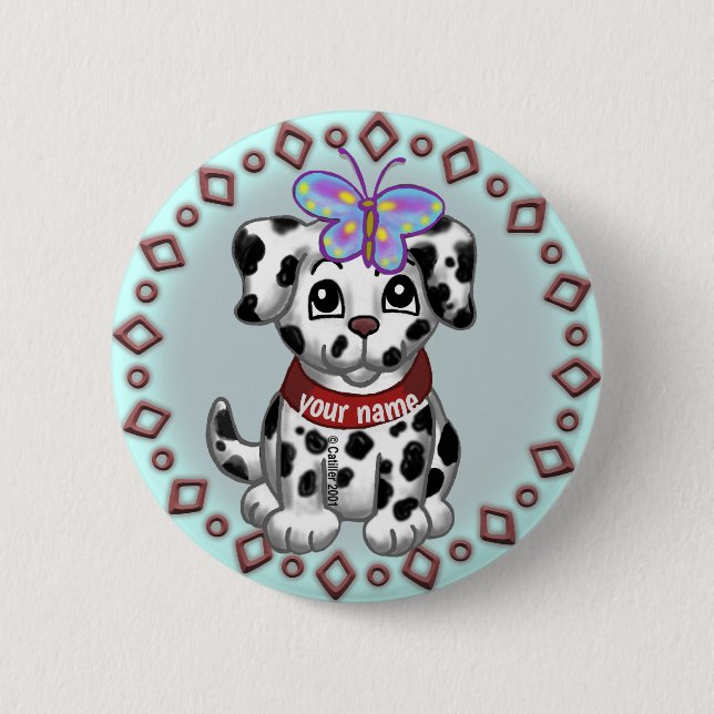 Butterfly Puppy 6 Cm Round Badge (Front)