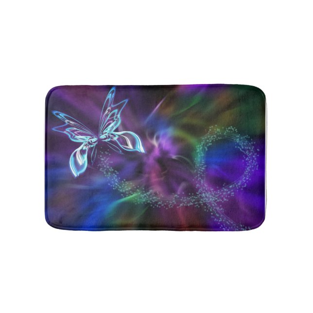 Butterfly Purple Abstract Bath Mat (Front)