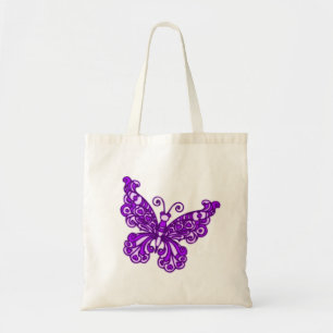 Butterfly purple & cream tote bag