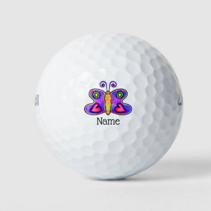 Butterfly purple doodle with name golf balls