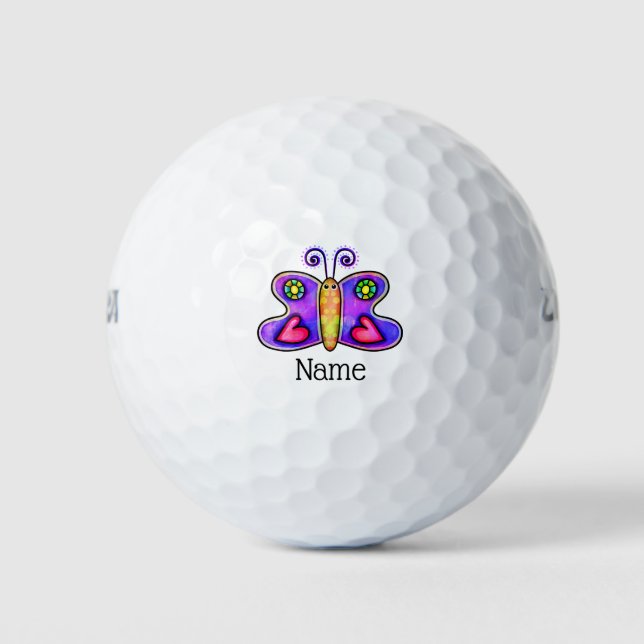 Butterfly purple doodle with name golf balls (Front)