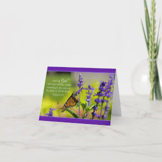 Butterfly, Purple flowers Card