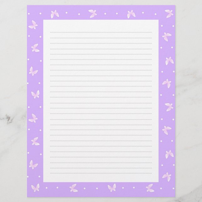 Butterfly Purple Letter Head Custom Letterhead (Front)