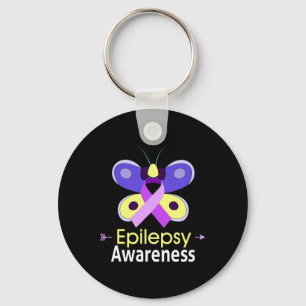 Butterfly Purple Ribbon Epilepsy Awareness  Suppor Key Ring