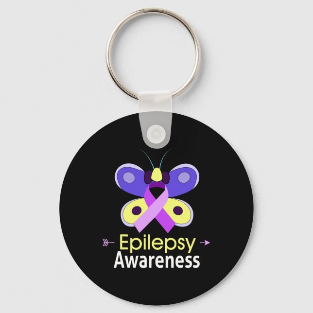 Butterfly Purple Ribbon Epilepsy Awareness  Suppor Key Ring (Front)