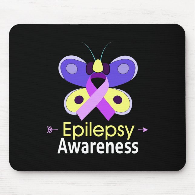 Butterfly Purple Ribbon Epilepsy Awareness  Suppor Mouse Pad (Front)