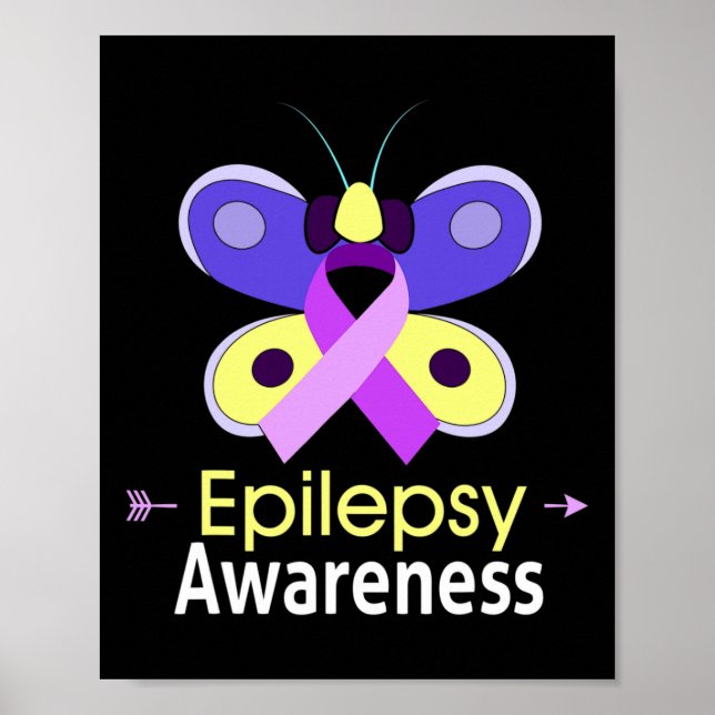 Butterfly Purple Ribbon Epilepsy Awareness  Suppor Poster (Front)