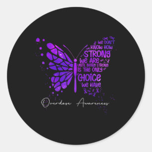 Butterfly Purple Ribbon Overdose Awareness Classic Round Sticker