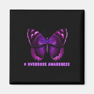 Butterfly Purple Ribbon Overdose Awareness Design Magnet