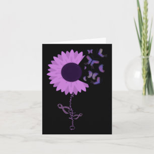 Butterfly Purple Ribbon Sunflower  Card