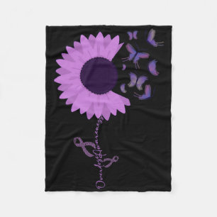 Butterfly Purple Ribbon Sunflower Fleece Blanket