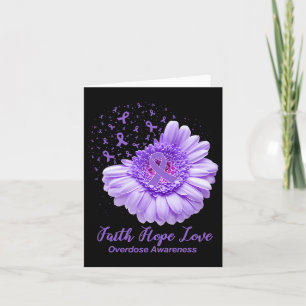 Butterfly Purple Ribbon Sunflower Overdose Awarene Card