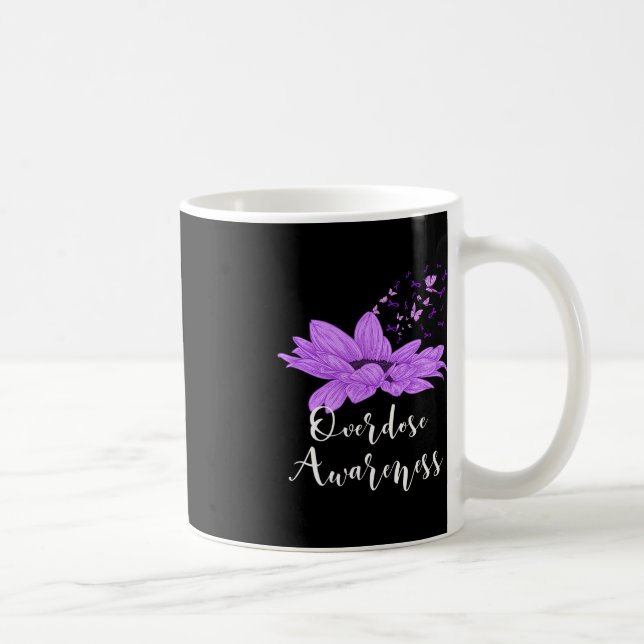 Butterfly Purple Ribbon Sunflower Overdose Awarene Coffee Mug (Right)